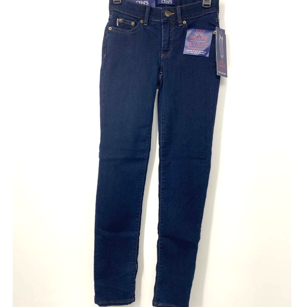 Chaps Dark Mid Rise Straight Leg Blue Denim Jeans Pants NEW Size 00R / 31 Womens
